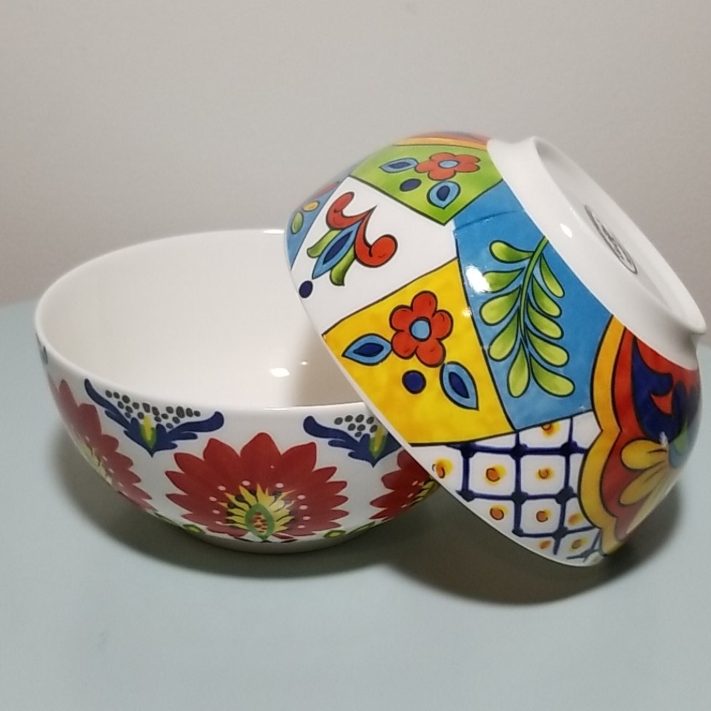 Maxcera Floral Design 6" Cereal Soup Ceramic Bowls - Picture 6 of 13